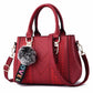 Embroidery Messenger Bags Women Leather Handbags Bags for Women Sac a Main Ladies hair ball Hand Bag