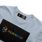 Baliveno Cotton T Shirt displaying logo on a light blue fabric with a black square design.