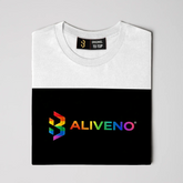 Baliveno Cotton T Shirt featuring a black and white design with a colorful logo on the front, ideal for everyday wear.