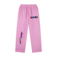 Vintage Washed Drawstring Sweatpants in pink with printed graphics and a relaxed fit.