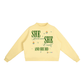 Essential Fleece Mock-Neck Crew Sweatshirt in yellow with motivational text: &