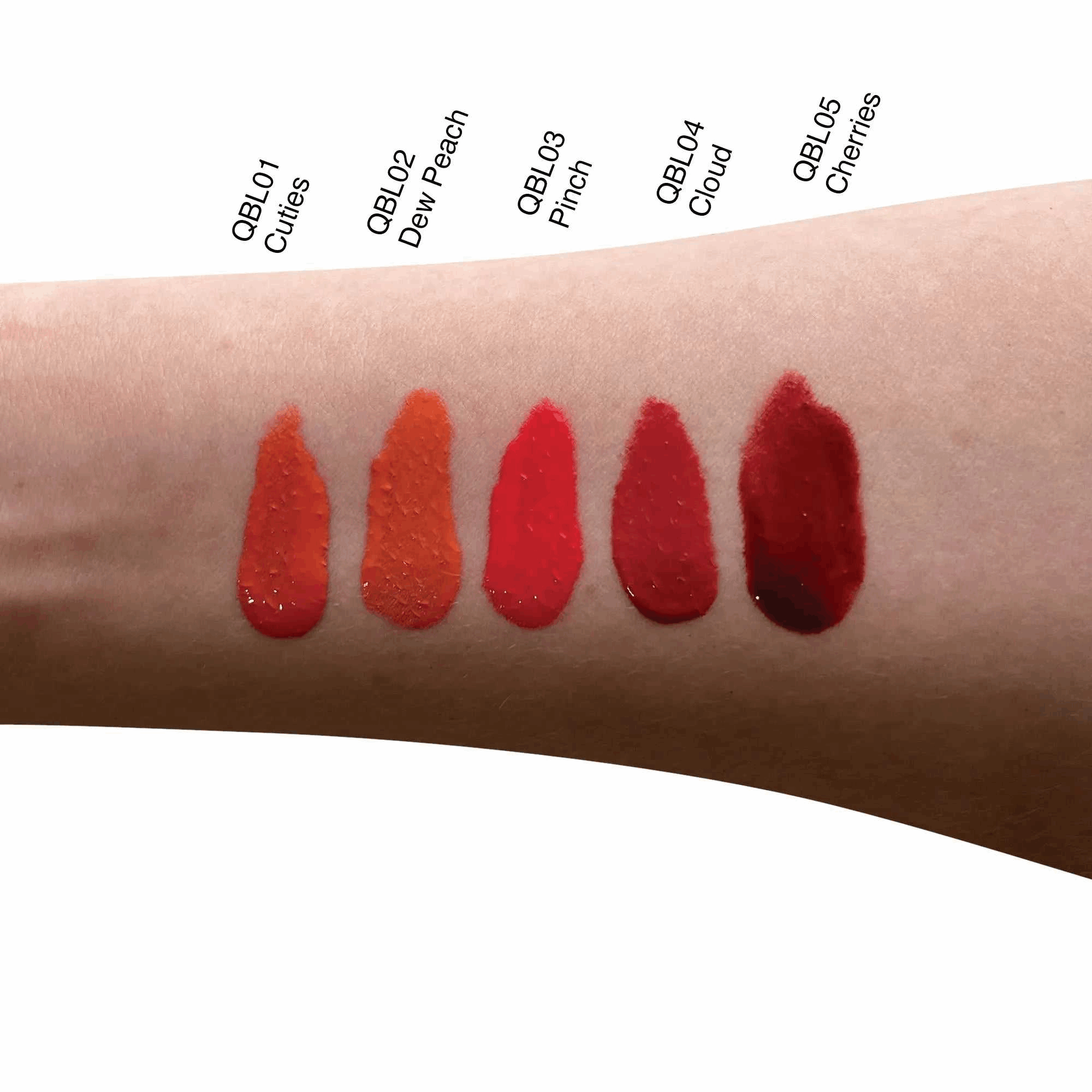 Liquid Blush - Cuties swatches of various shades on arm.