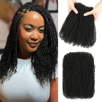 Afro Kinky hair model showcasing synthetic hair for dreadlock extensions for a stylish look.