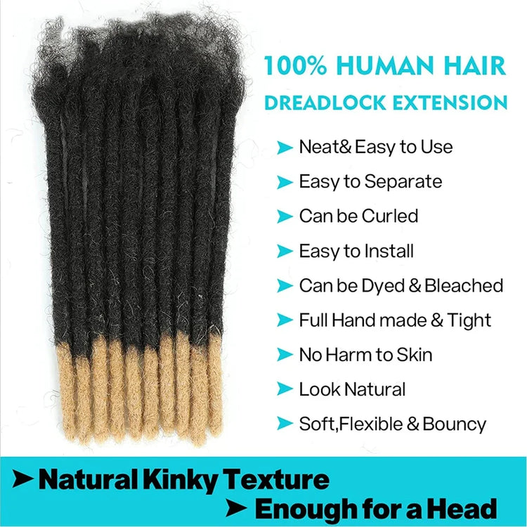 Kinky straight dreadlock extensions showcasing 100% human hair with natural kinky texture, easy to use and install.