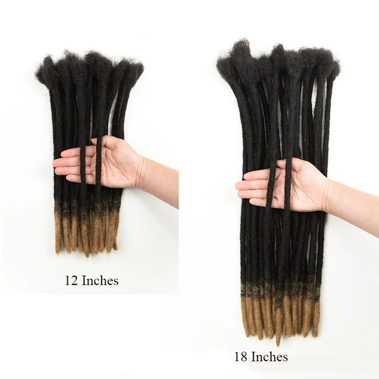 Kinky straight dreadlock extensions shown in 12 inches and 18 inches lengths for versatile styling.
