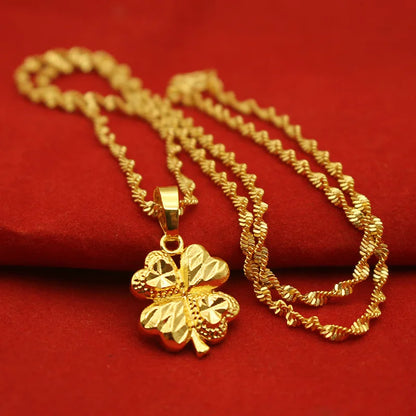 9999 24K REAL gold necklace women&