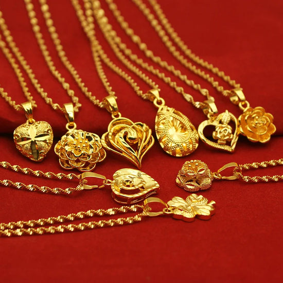 9999 24K REAL gold necklace women&