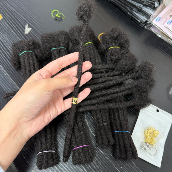 Nabi 100% Human Hair Dreadlock Extension Locs 0.6cmPermenant Handmade Human Hair Braiding 6 8 10 inch Regular Locs for Men Women