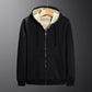 C.New S Winter Lambswool Coats Warm Thicken Jackets Long Sleeve Zipper Hoodies Casual Fleece Black Coat Hooded Men Women Jacket