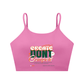 Spaghetti Strap Yoga Sports Bra in pink with motivational &