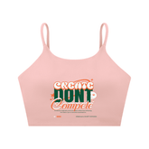 Spaghetti Strap Yoga Sports Bra in pink with &