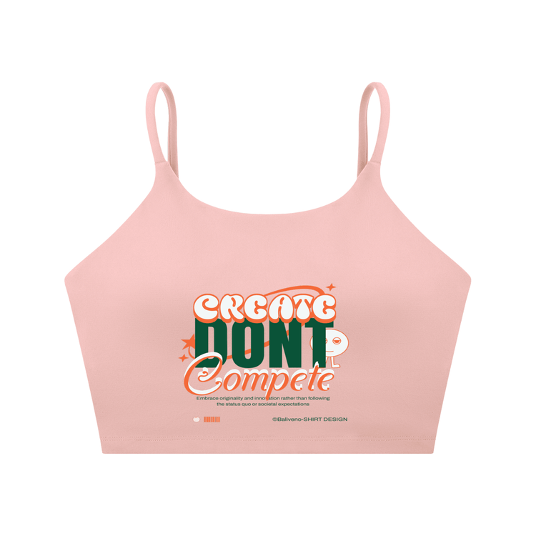 Spaghetti Strap Yoga Sports Bra in pink with &