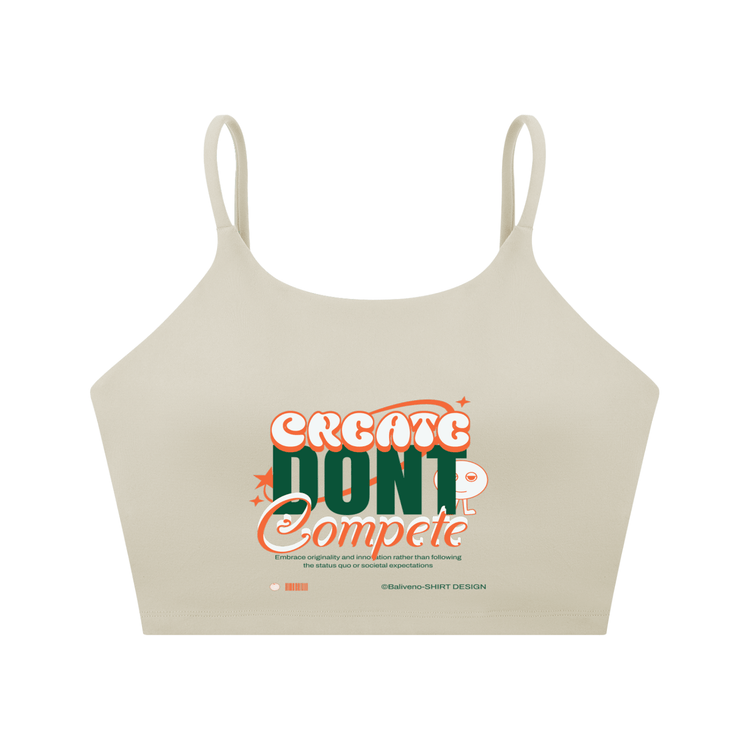 Spaghetti Strap Yoga Sports Bra in beige with &