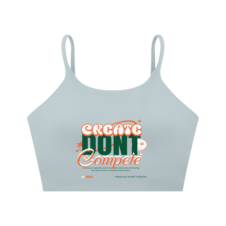 Spaghetti Strap Yoga Sports Bra in light blue with &