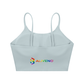 Spaghetti Strap Yoga Sports Bra in light blue with ALIVENO logo, perfect for casual workouts and summer activities.
