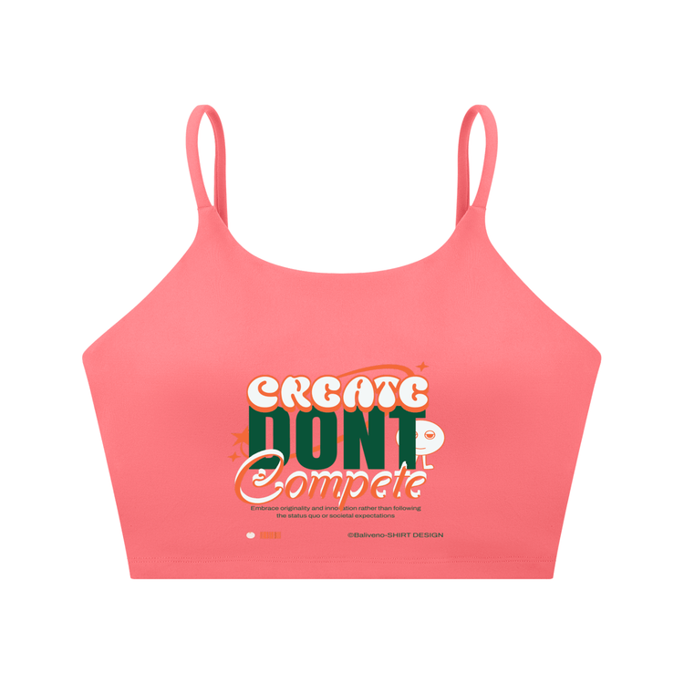 Spaghetti Strap Yoga Sports Bra in vibrant pink with &