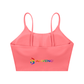 Spaghetti Strap Yoga Sports Bra in coral color featuring ALIVENO logo, perfect for gym and casual wear.