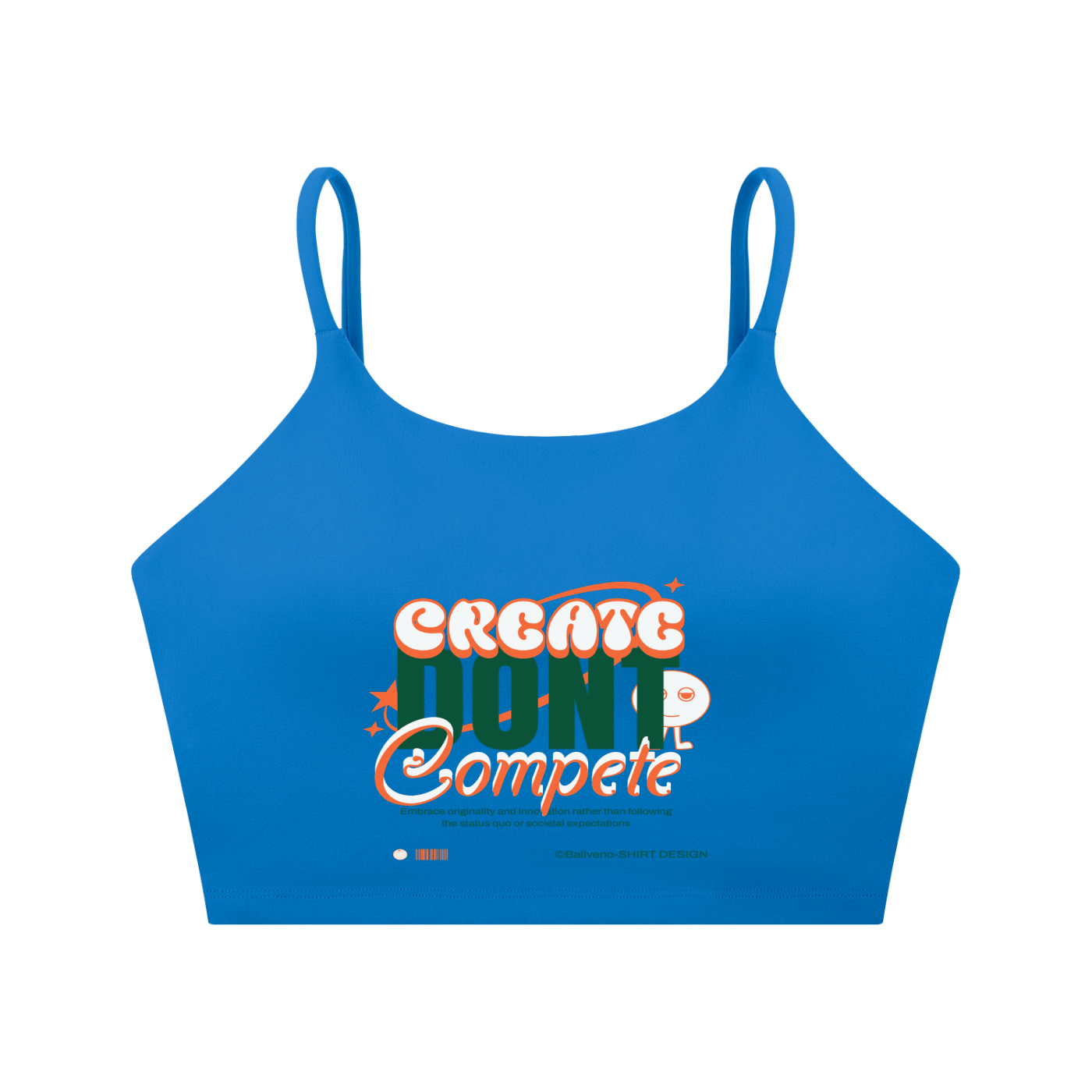 Spaghetti Strap Yoga Sports Bra in bright blue with &