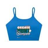 Spaghetti Strap Yoga Sports Bra in bright blue with &
