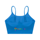 Spaghetti Strap Yoga Sports Bra in bright blue with ALIVENOTM logo, perfect for casual and active lifestyles.