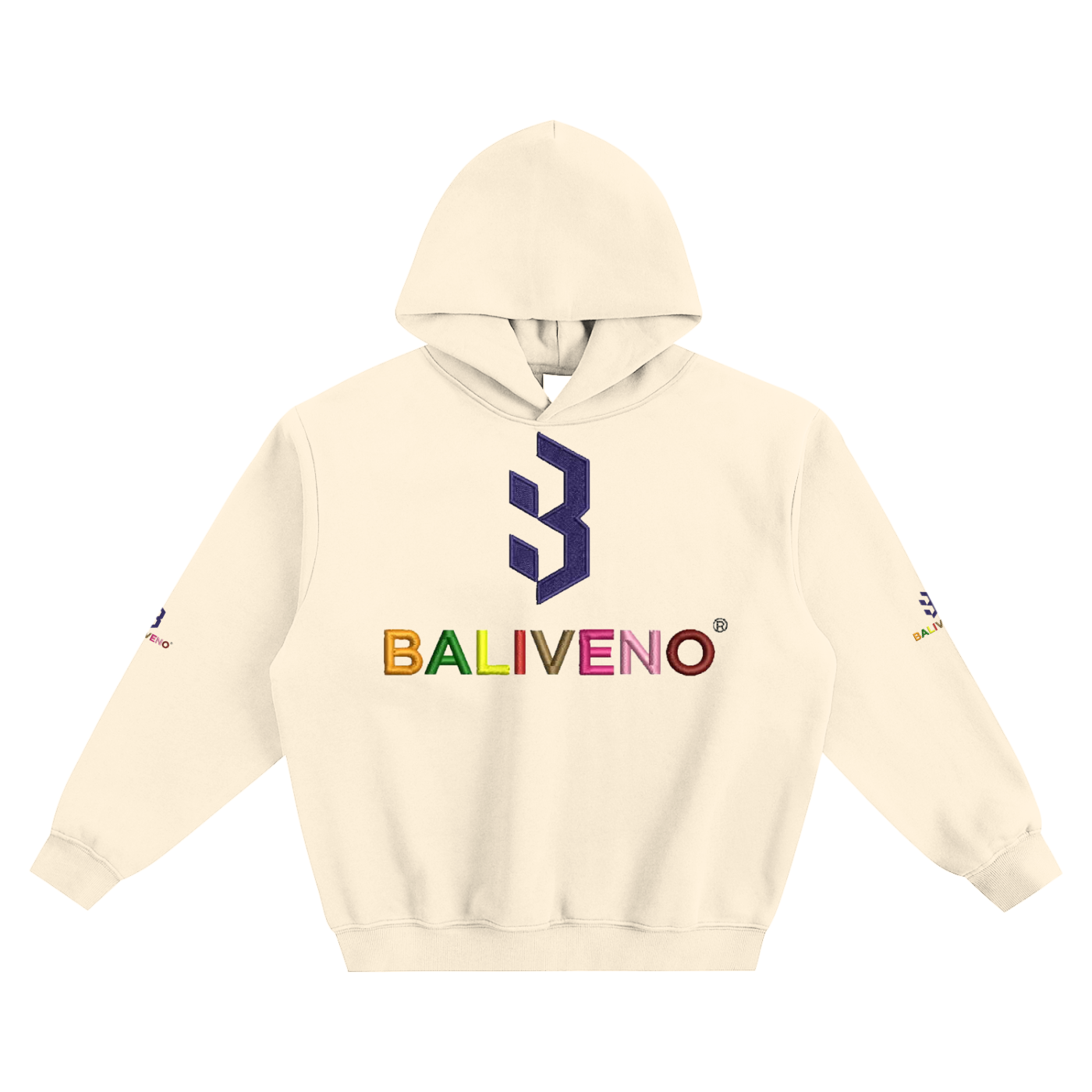 Baliveno Striped Rib Collar Zip Jacket featuring a colorful logo on the back with a hood.