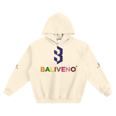 Baliveno Striped Rib Collar Zip Jacket featuring a colorful logo on the back with a hood.