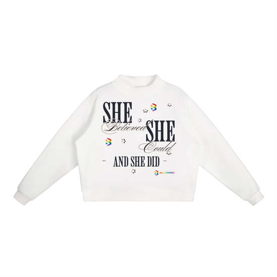 Essential Fleece Mock-Neck Crew Sweatshirt