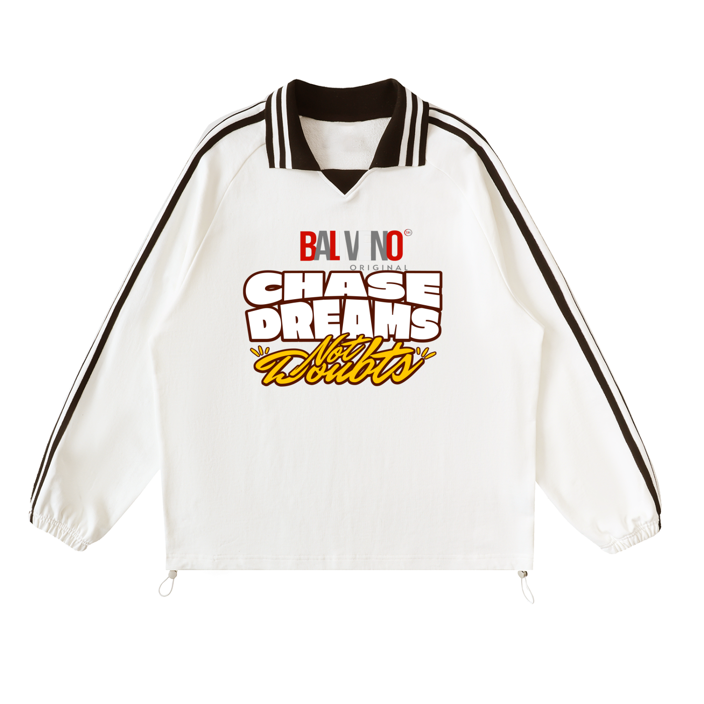 Contrast Striped Lapel Collar Sweatshirt