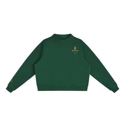 Baliveno Luxury Essential Fleece Mock-Neck Crew Sweatshirt