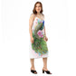 Baliveno Peacock Beauty Tie-strap Midi Dress featuring a vibrant peacock print midi dress with floral accents.