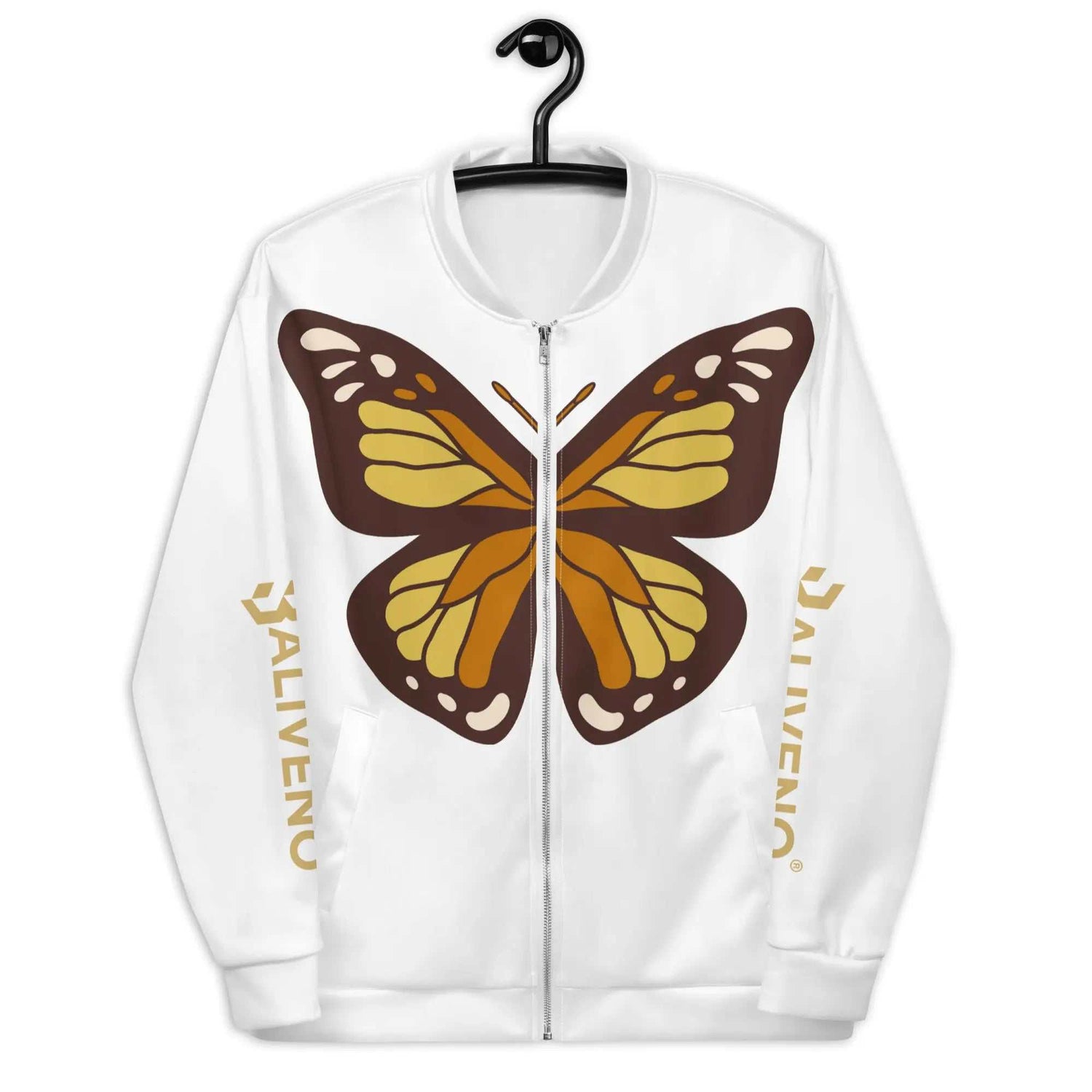 Life Is LikeLife Is Like Butterfly Bomber JacketElevate your style game with our vibrant Life Is Like Butterfly Bomber Jacket, designed to add a splash of color and personality to your wardrobe. Whether you wear i[Bal]