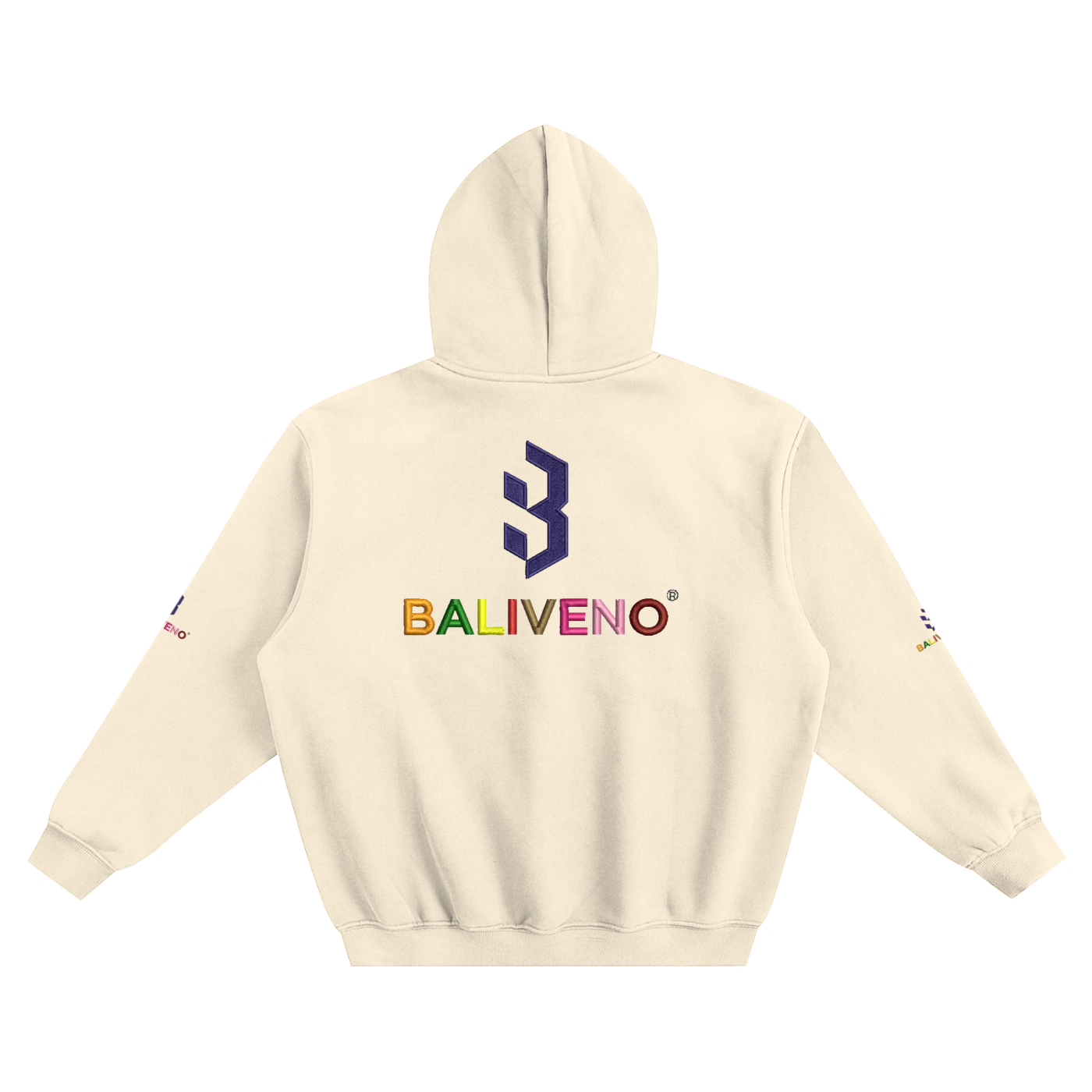 Baliveno Striped Rib Collar Zip Jacket featuring a colorful logo on the back with a hood.