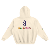 Baliveno Striped Rib Collar Zip Jacket featuring a colorful logo on the back with a hood.