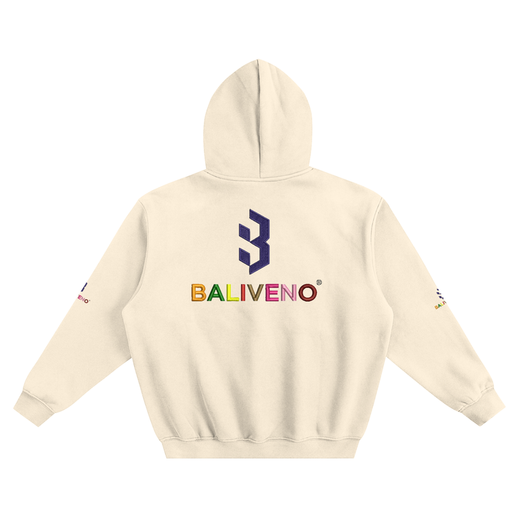 Baliveno Striped Rib Collar Zip Jacket featuring a colorful logo on the back with a hood.
