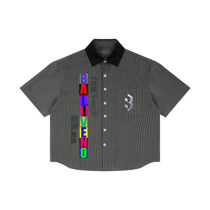 Baliveno Color Block Unisex Striped Boxy Contrast Collar Shirt