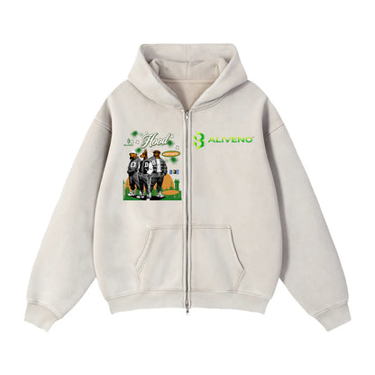 Baliveno Zip-Through Boxy Fleece Hoodie