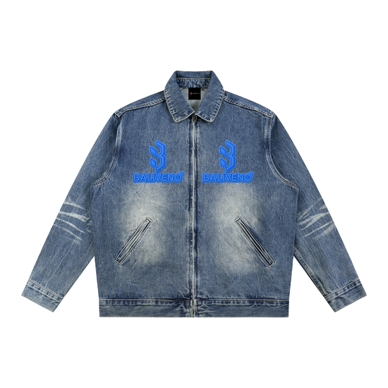 BALIVENO Vintage-Wash Zip-Up Denim Jacket — Studio 05