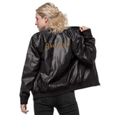 Leather Bomber JacketLeather Bomber JacketElevate your wardrobe with timeless style and sophistication with our Leather Bomber Jacket. Crafted from high-quality 100% PU leather, this classic piece is a must-[Bal]