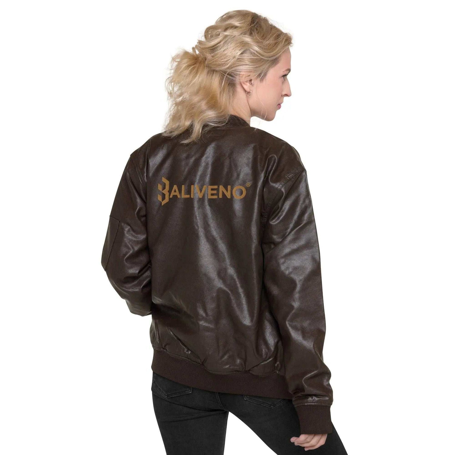 Leather Bomber JacketLeather Bomber JacketElevate your wardrobe with timeless style and sophistication with our Leather Bomber Jacket. Crafted from high-quality 100% PU leather, this classic piece is a must-[Bal]