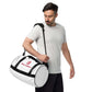 All-over print gymAll-over print gym bagPump up your workout style with the All-Over Print Gym Bag. This 100% polyester duffel features a bold, eye-catching allover print design that will turn heads at the[Bal]