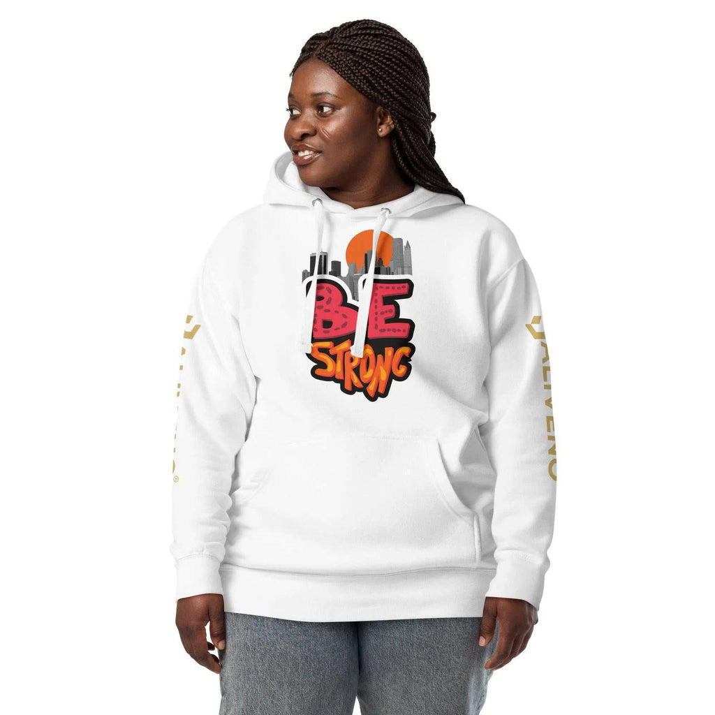 Be Strong HoodieBe Strong HoodieStay motivated and comfortable all year round in the soft Be Strong Cotton Poly Fleece Unisex Pullover Hoodie Sweatshirt. This cozy hooded pullover features an empow[Bal]
