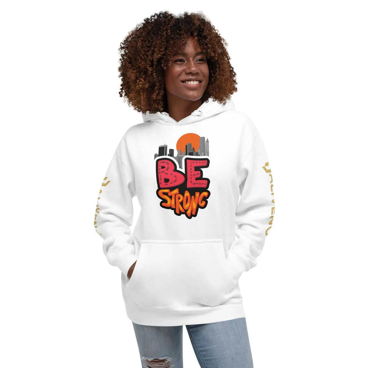 Be Strong HoodieBe Strong HoodieStay motivated and comfortable all year round in the soft Be Strong Cotton Poly Fleece Unisex Pullover Hoodie Sweatshirt. This cozy hooded pullover features an empow[Bal]