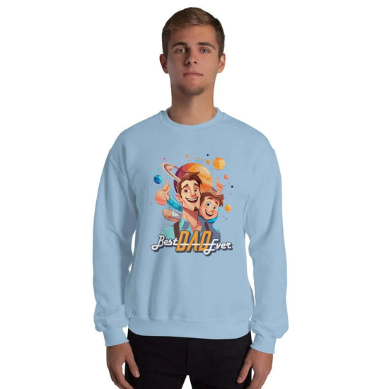 Best DAD EverBest DAD Ever SweatshirtShow off dad pride in the ultra-cozy "Best DAD Ever" Graphic Print Cotton Poly Crewneck Sweatshirt. This warm, pre-shrunk sweater features a bold text graphic celebr[Bal]
