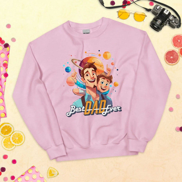 Best DAD EverBest DAD Ever SweatshirtShow off dad pride in the ultra-cozy "Best DAD Ever" Graphic Print Cotton Poly Crewneck Sweatshirt. This warm, pre-shrunk sweater features a bold text graphic celebr[Bal]