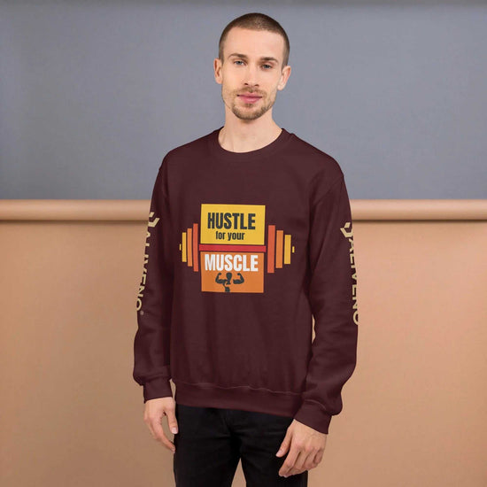 Hustle For Your MuscleHustle For Your Muscle SweatshirtStay warm and stylish during your toughest workouts with our Hustle For Your Muscle Sweatshirt. Crafted to withstand the colder months, this sturdy yet comfortable s[Bal]