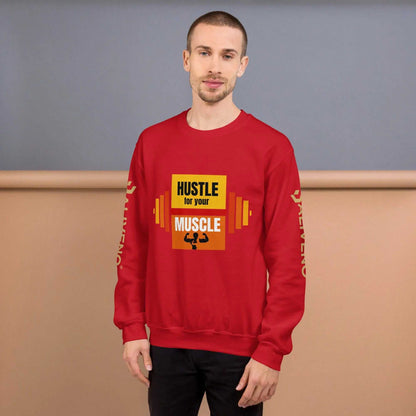 Hustle For Your MuscleHustle For Your Muscle SweatshirtStay warm and stylish during your toughest workouts with our Hustle For Your Muscle Sweatshirt. Crafted to withstand the colder months, this sturdy yet comfortable s[Bal]