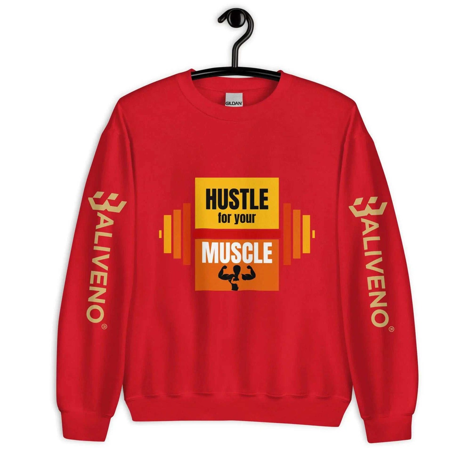 Hustle For Your MuscleHustle For Your Muscle SweatshirtStay warm and stylish during your toughest workouts with our Hustle For Your Muscle Sweatshirt. Crafted to withstand the colder months, this sturdy yet comfortable s[Bal]
