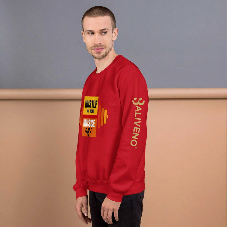 Hustle For Your MuscleHustle For Your Muscle SweatshirtStay warm and stylish during your toughest workouts with our Hustle For Your Muscle Sweatshirt. Crafted to withstand the colder months, this sturdy yet comfortable s[Bal]