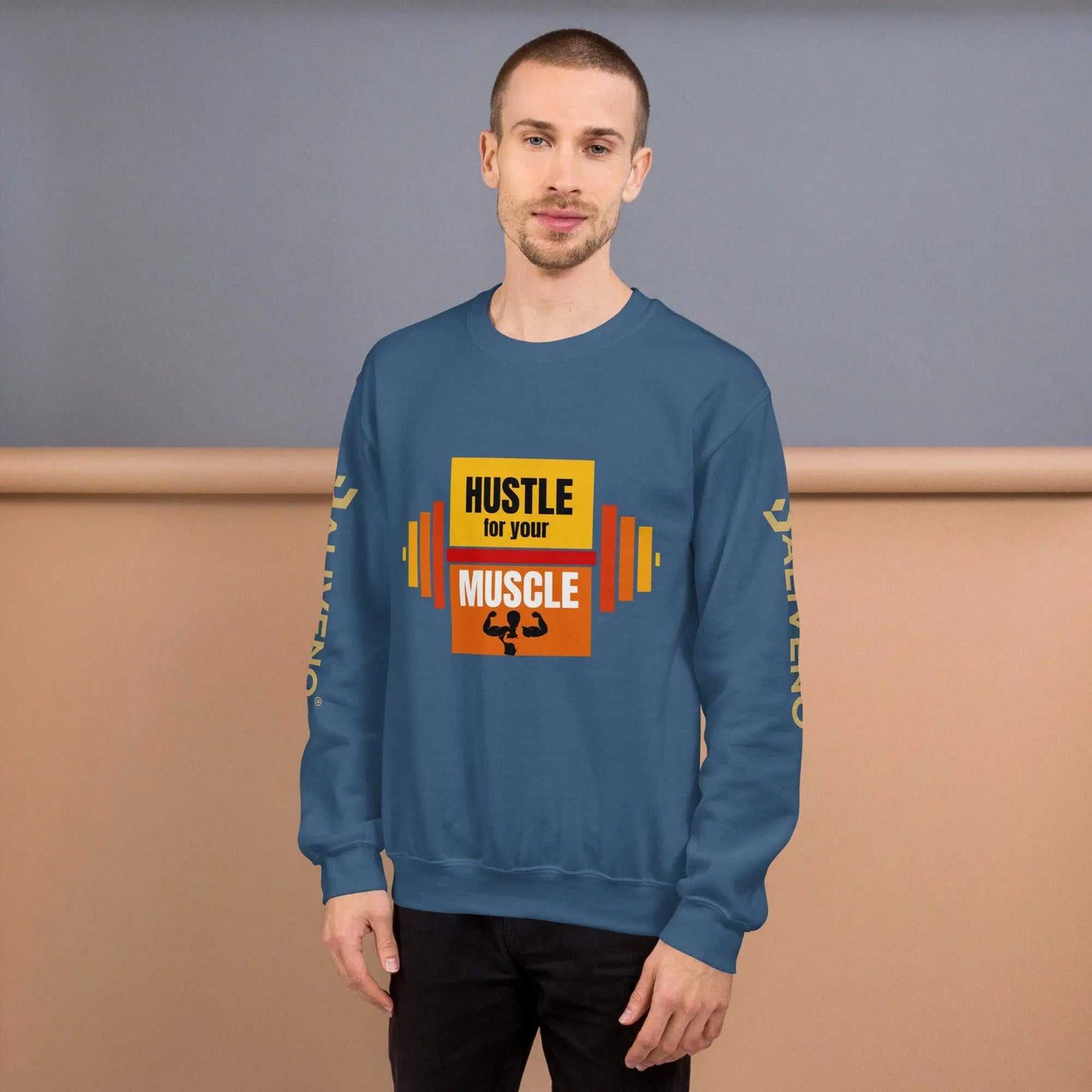 Hustle For Your MuscleHustle For Your Muscle SweatshirtStay warm and stylish during your toughest workouts with our Hustle For Your Muscle Sweatshirt. Crafted to withstand the colder months, this sturdy yet comfortable s[Bal]