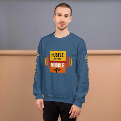 Hustle For Your MuscleHustle For Your Muscle SweatshirtStay warm and stylish during your toughest workouts with our Hustle For Your Muscle Sweatshirt. Crafted to withstand the colder months, this sturdy yet comfortable s[Bal]